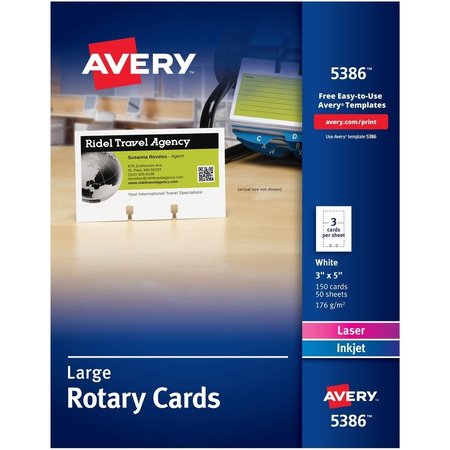 AVERY Cards, Rotary, Lsr/Inkjt, 150 150PK AVE5386